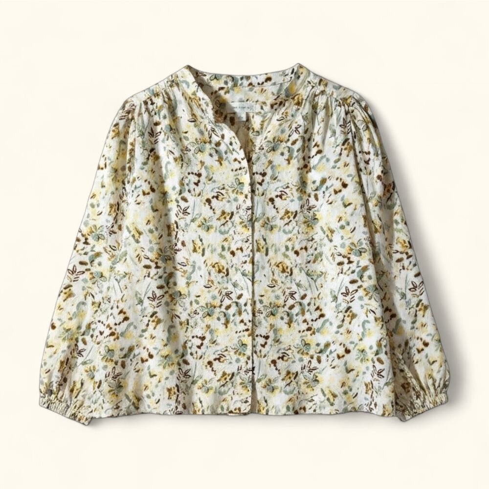 Treasure & Bond New Women’s Ditsy Floral Button Front Blouse Top Butter Yellow L